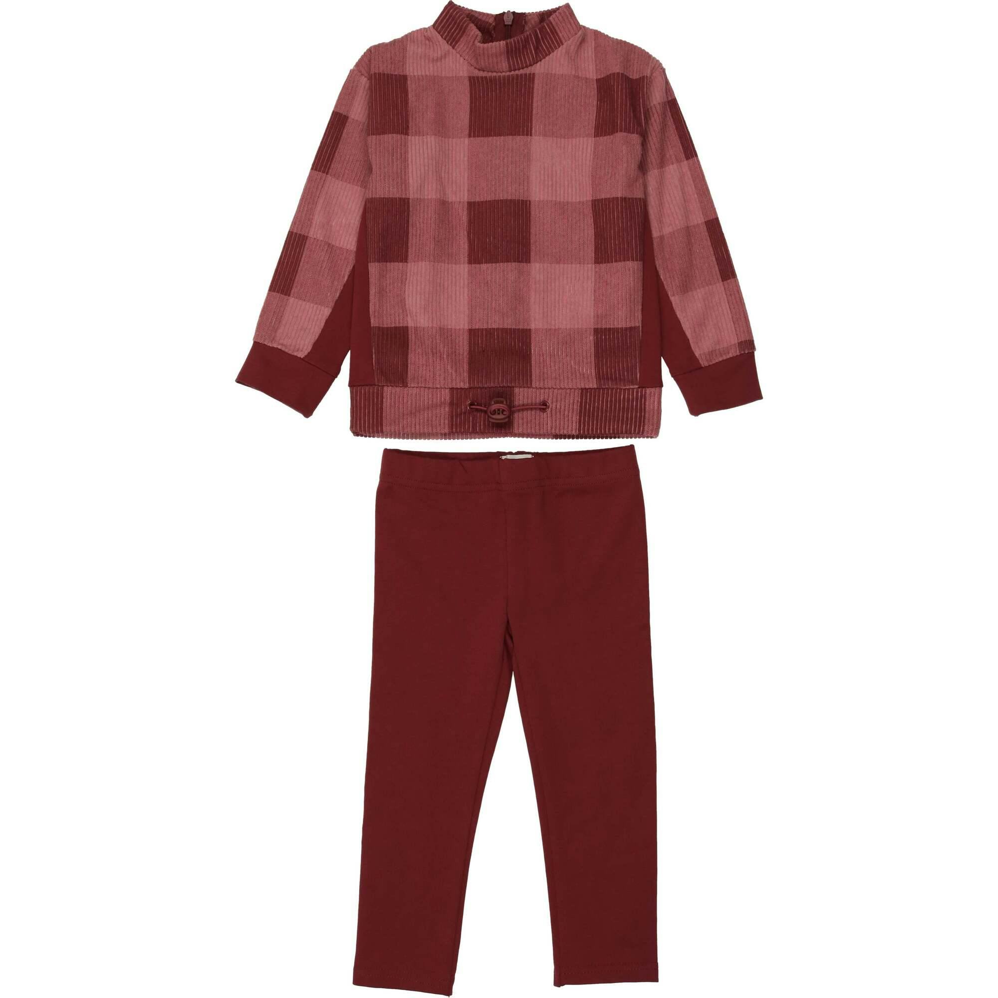 Baby Unisex Corduroy Plaid Neck Shirt & Solid Pant Set