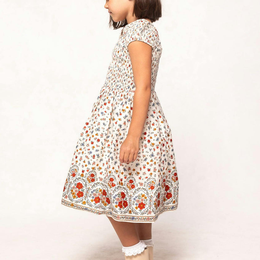 Mini Marlow Cap Sleeve Dress in Cream Ditsy Floral