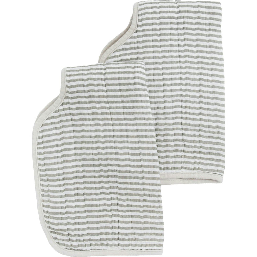 Cotton Muslin Burp Cloth 2 Pack - Grey Stripe