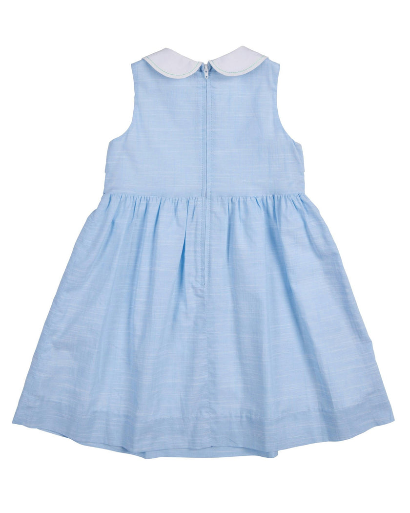 Linen-Look Dress With Embroidered Collar