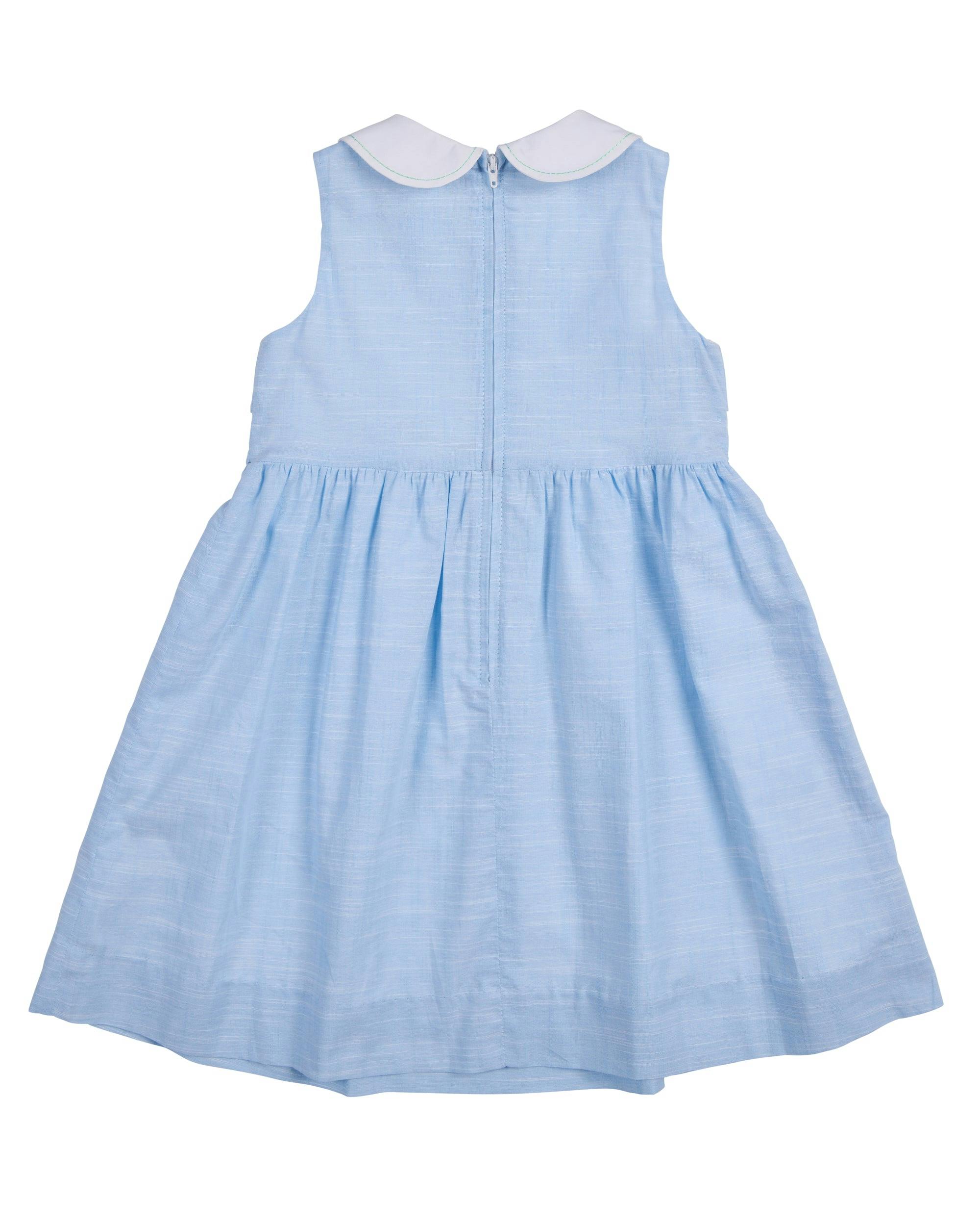 Linen-Look Dress With Embroidered Collar