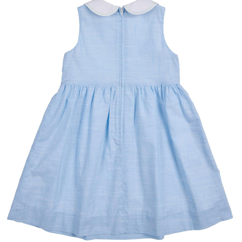 Linen-Look Dress With Embroidered Collar