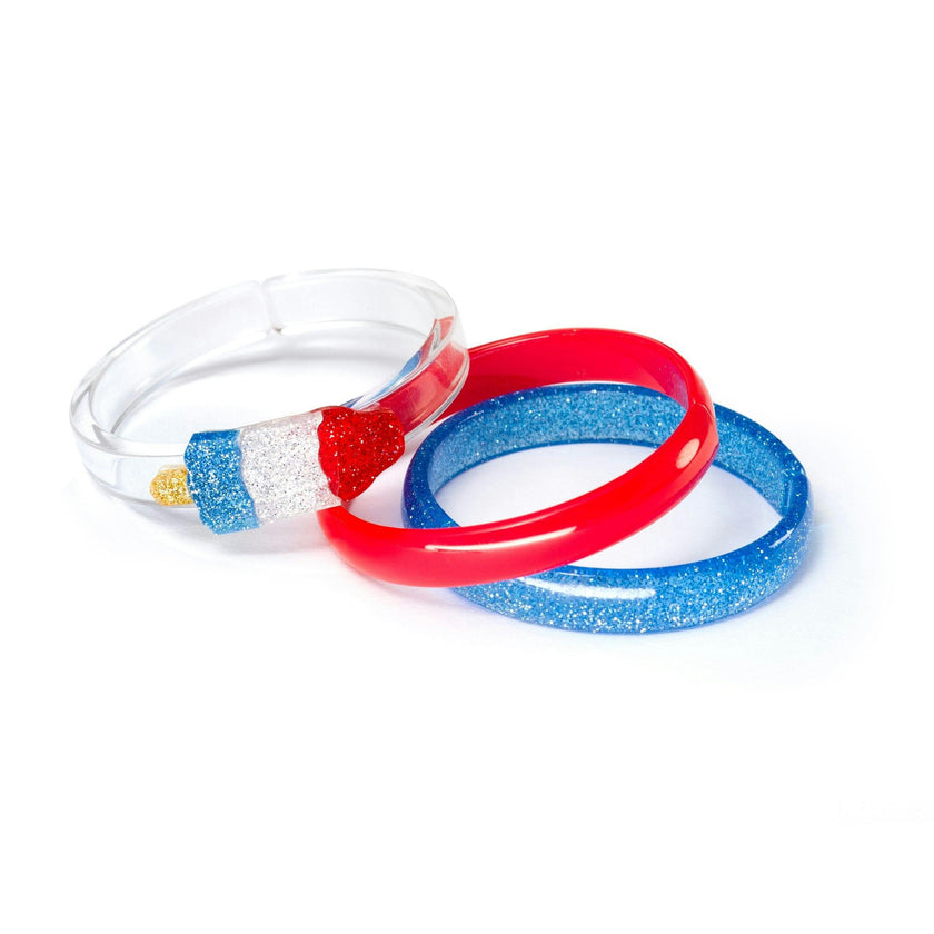 Popsicle Rocket Glitter Red Blue Bangles