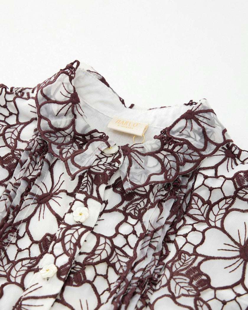Chelsea Cotton Embroidered Dress, Wine