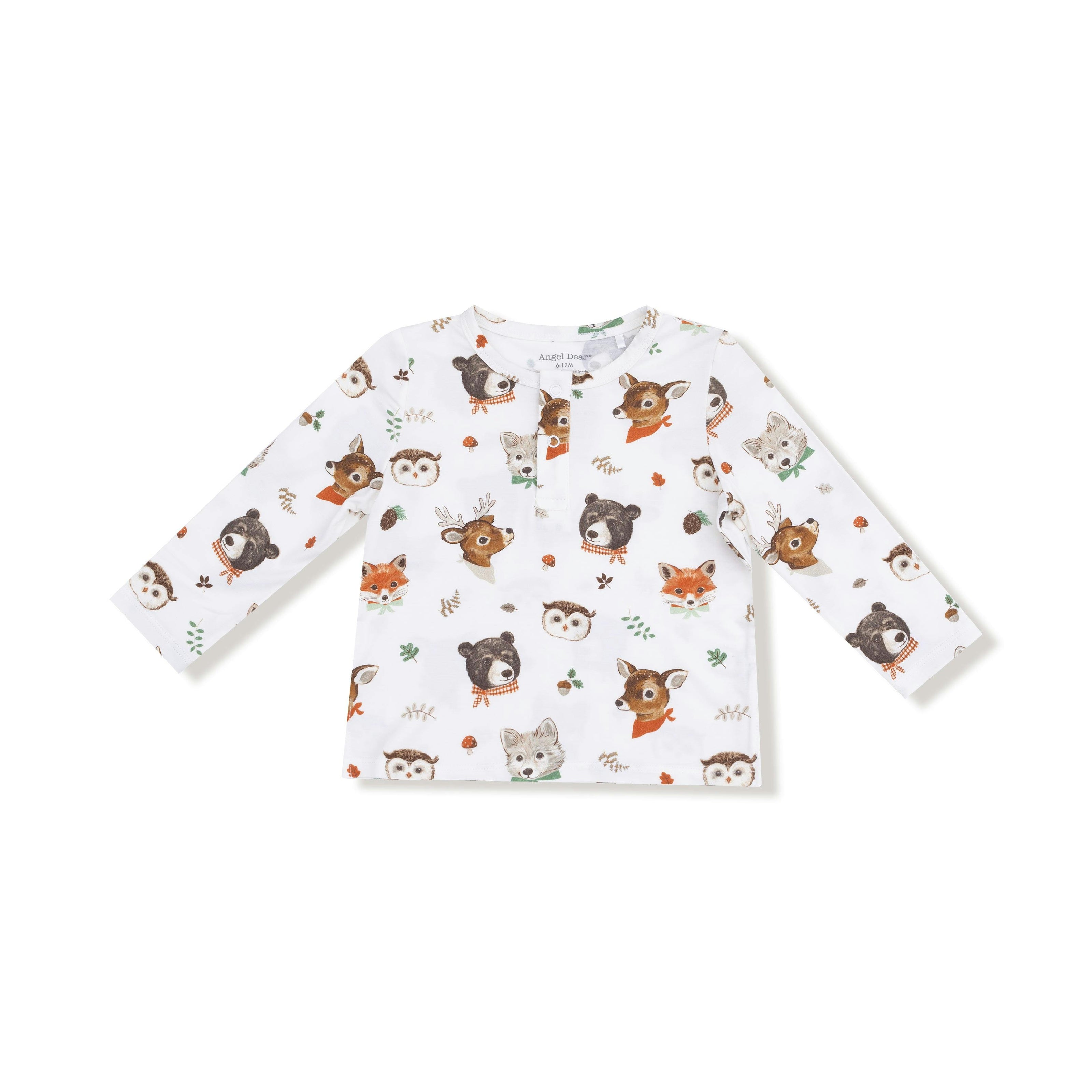 Woodland Animal Faces - Long Sleeve Henley