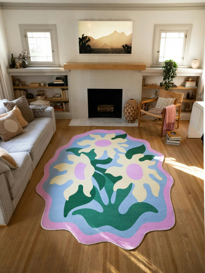 Colorful Wavy Flower Rug by Maggie Stephenson