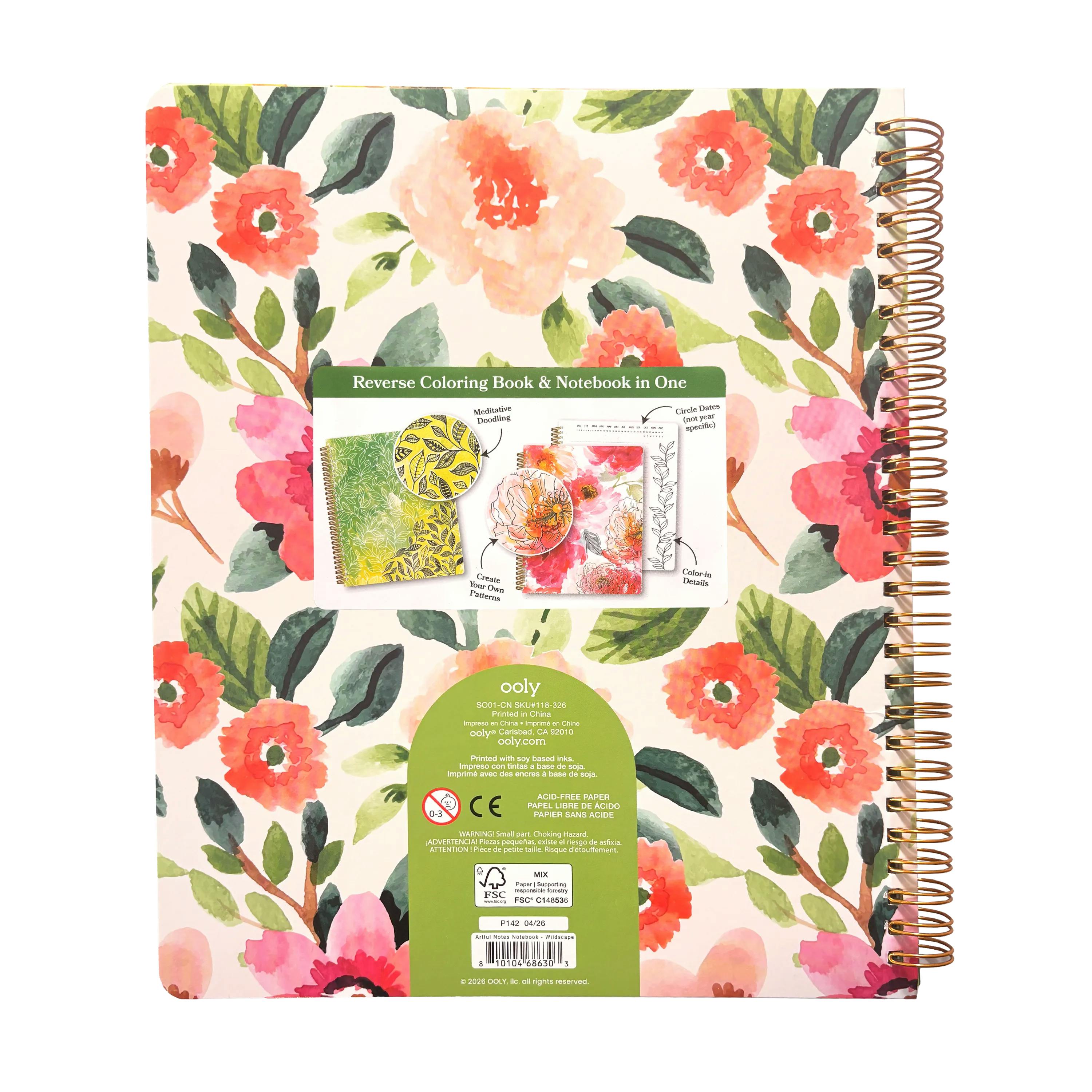 Artful Notes Reverse Coloring Notebook - Wildscape - 100 Pages 2 Sticker Sheets