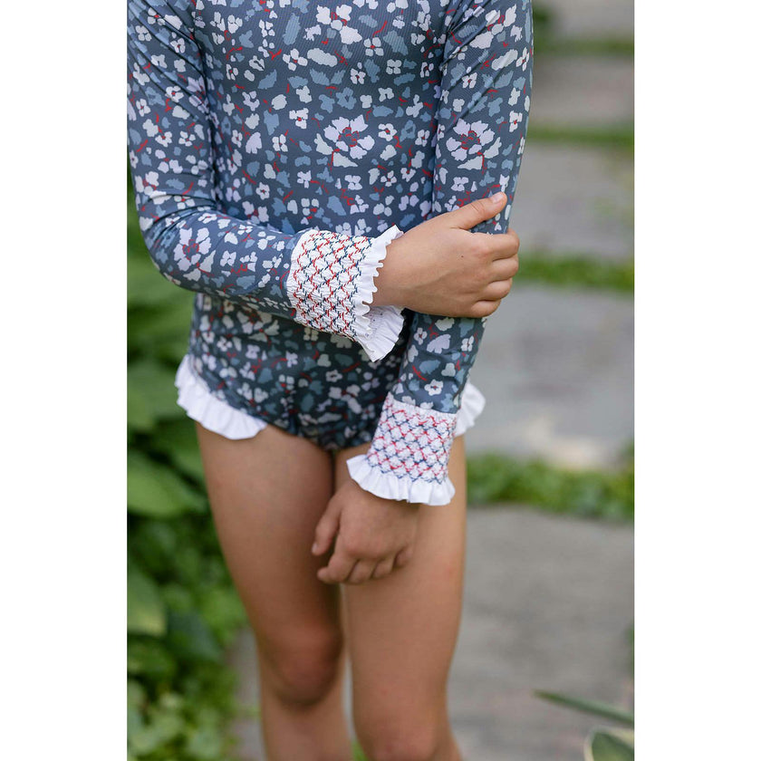 Austen Smocked Suit in Blue Darby