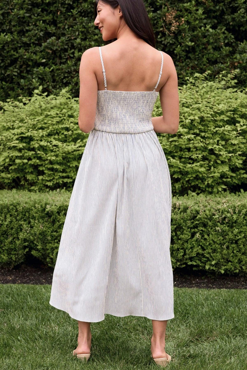 Maxwell Dress in Blue & White Pinstripe