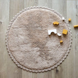Perla Hand-Tufted Crochet Lace Trim Round Rug