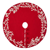 Handmade  Felt Branches and Stars Red Christmas Tree Skirt 60"
