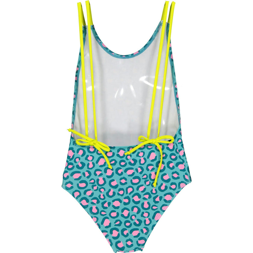 Animal Dots & Solid Strap Swimsuit, Multi