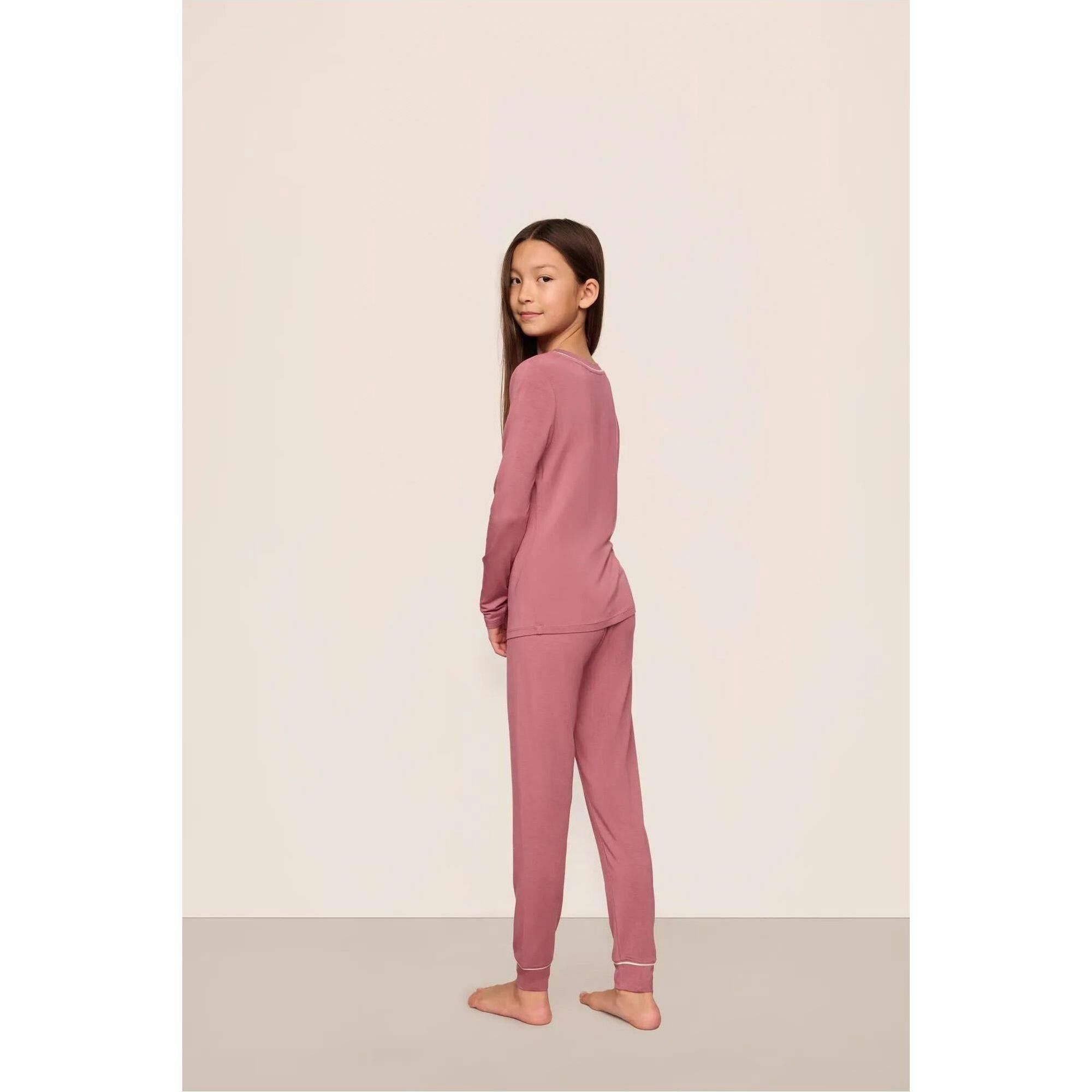 Kids TENCEL™ Modal Unisex Long PJ Set, Pink