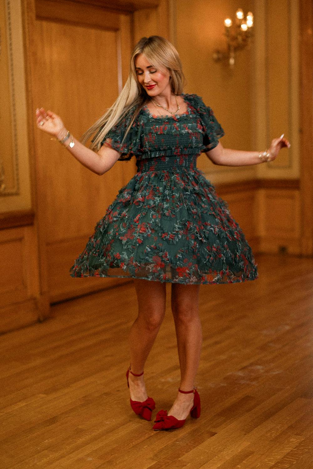 Florentina Short Dress in Emerald Truly Madly Deeply