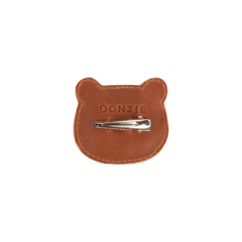 Josy Classic Hairclip | Bear | Cognac Classic Leather