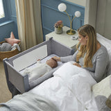 Shnuggle Air Lite Bedside Bassinet | Infant Crib | Height Adjustable Baby Bed with Mattress + 1 Waterproof + 2 White Sheets