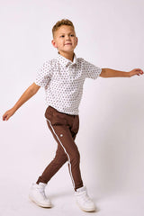 brown retro warm-up jogger