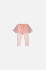 Baby Leggings With Integrated Tulle Skirt Pale Dusty Pink