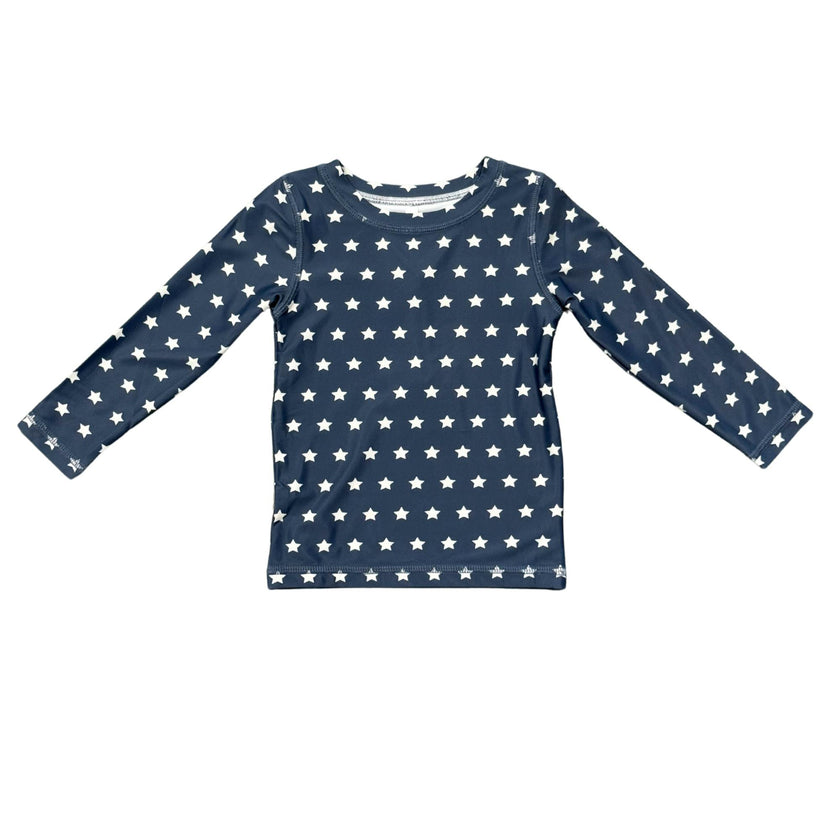 Boys Long Sleeve Rash Guard Swim Shirt in American Stars