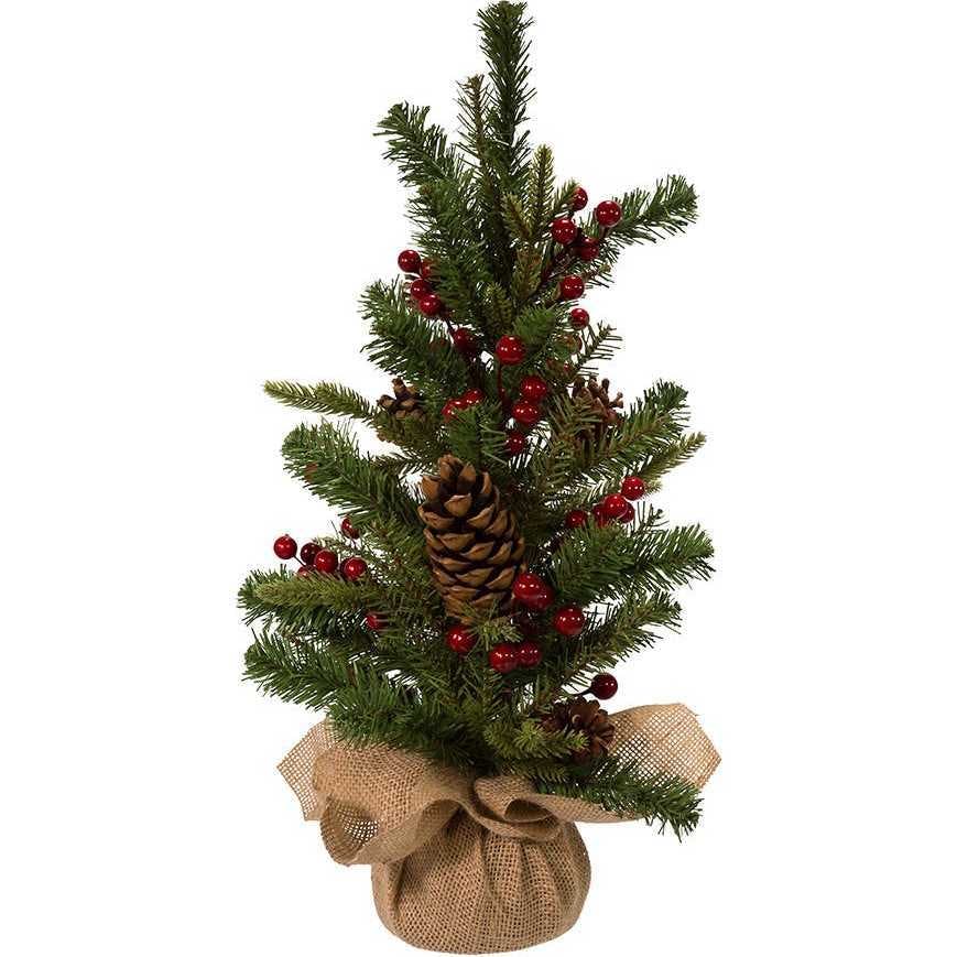 24-inch Red Berries and Pinecones Tree