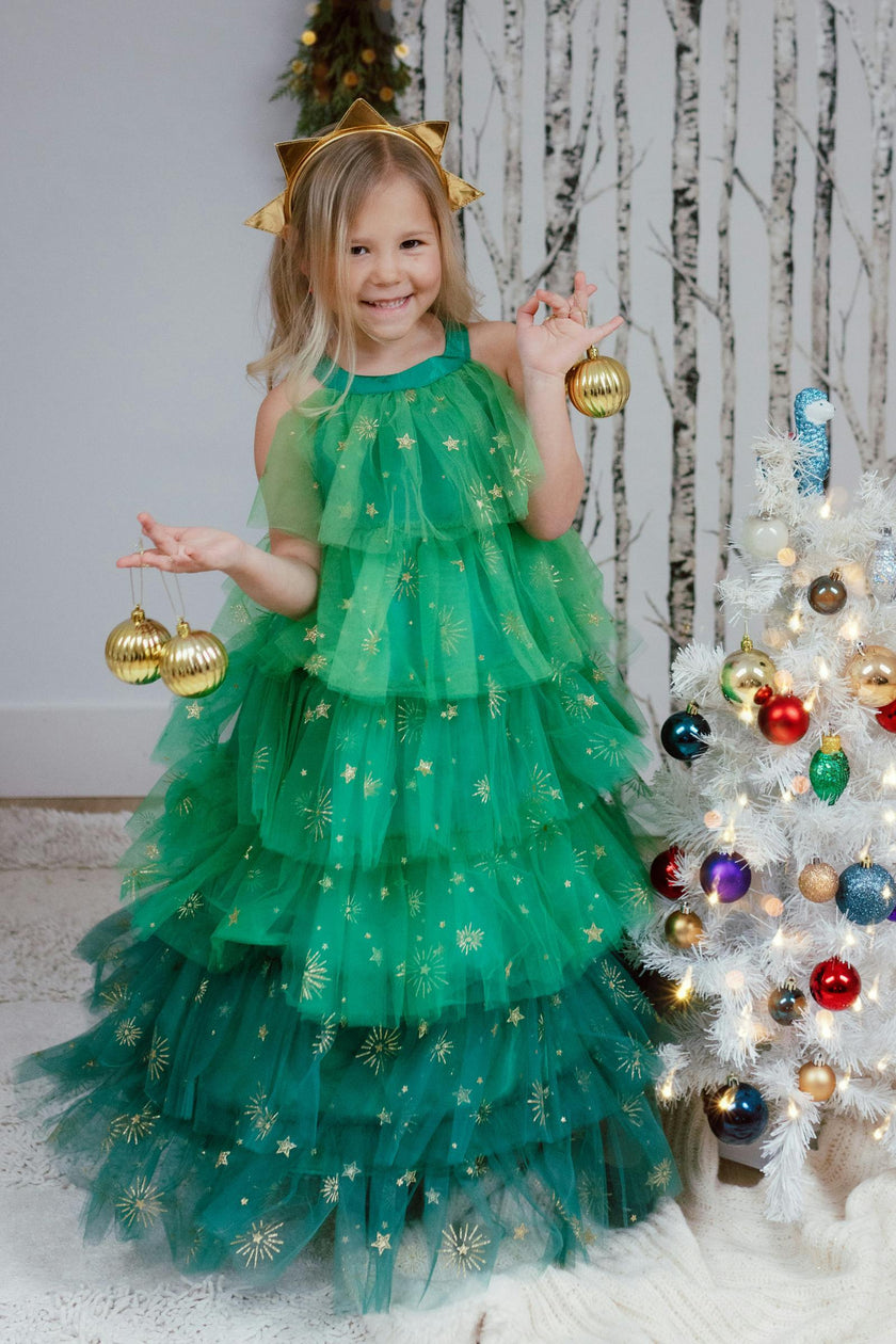 Christmas Tree Dress & Headpiece