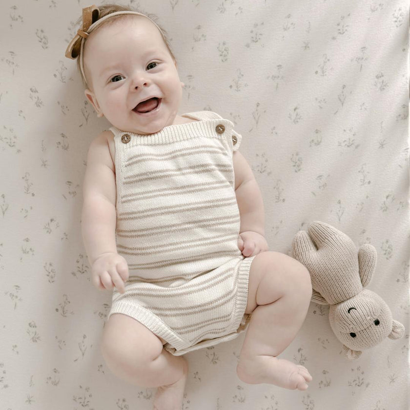 Organic Cotton Stripe Knit Bubble Romper
