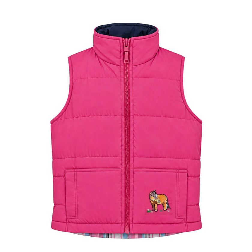 Richmond Embroidered Girl's Vest - Pink Pony