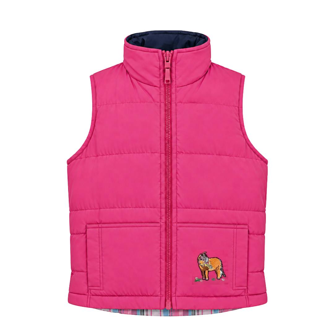 Richmond Embroidered Girl's Vest - Pink Pony