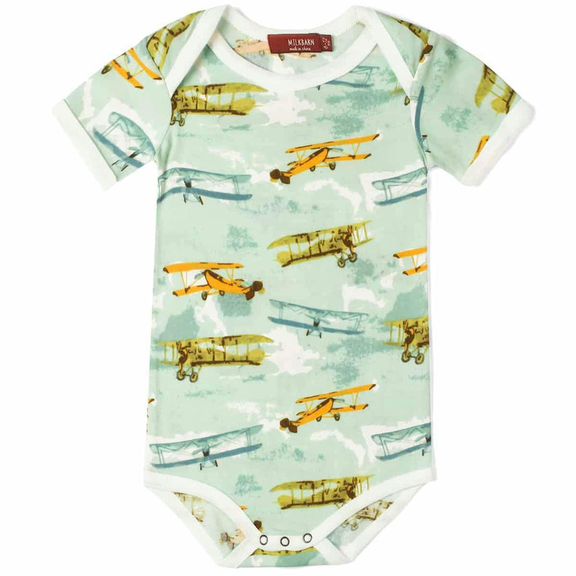 Vintage Planes Organic Cotton Short Sleeve One Piece