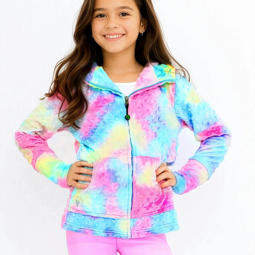 Minky Bubble Zip Hoodie - Tie Dye