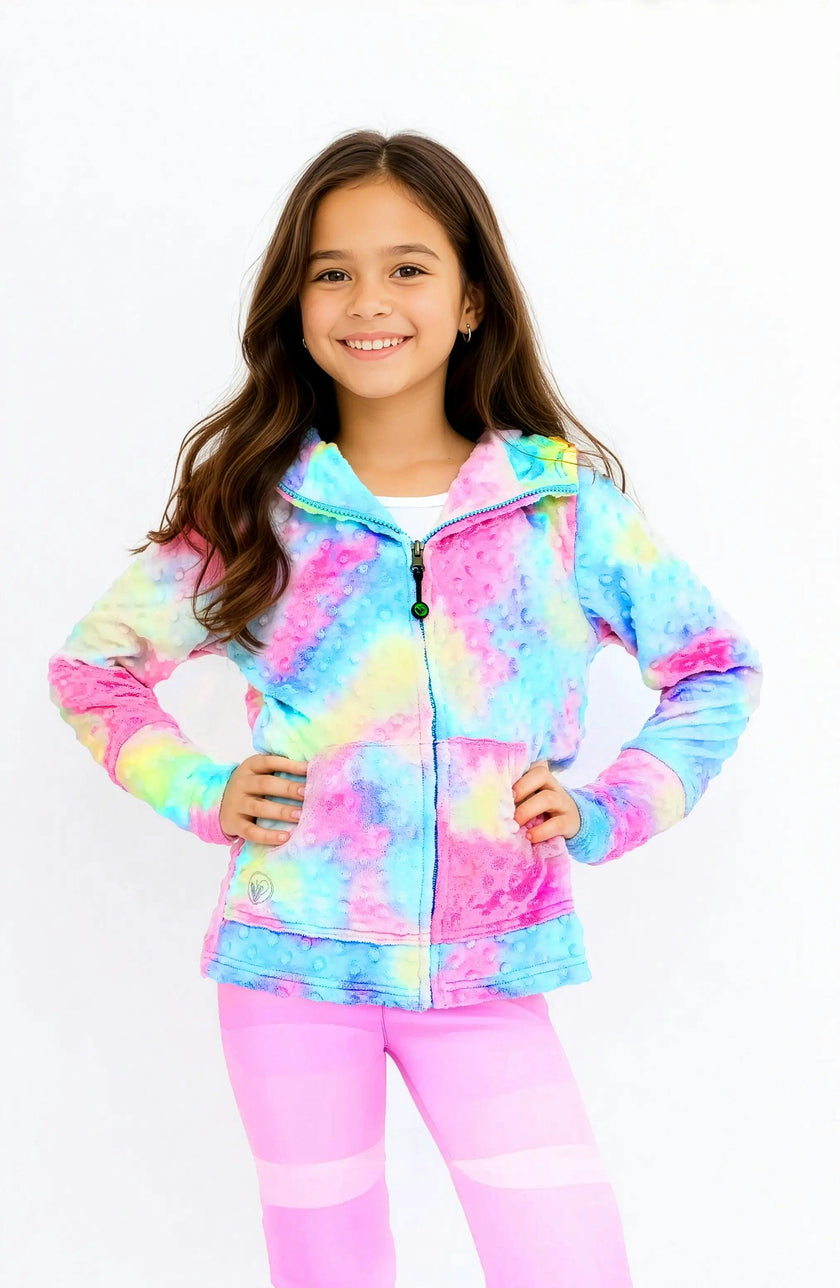 Minky Bubble Zip Hoodie - Tie Dye