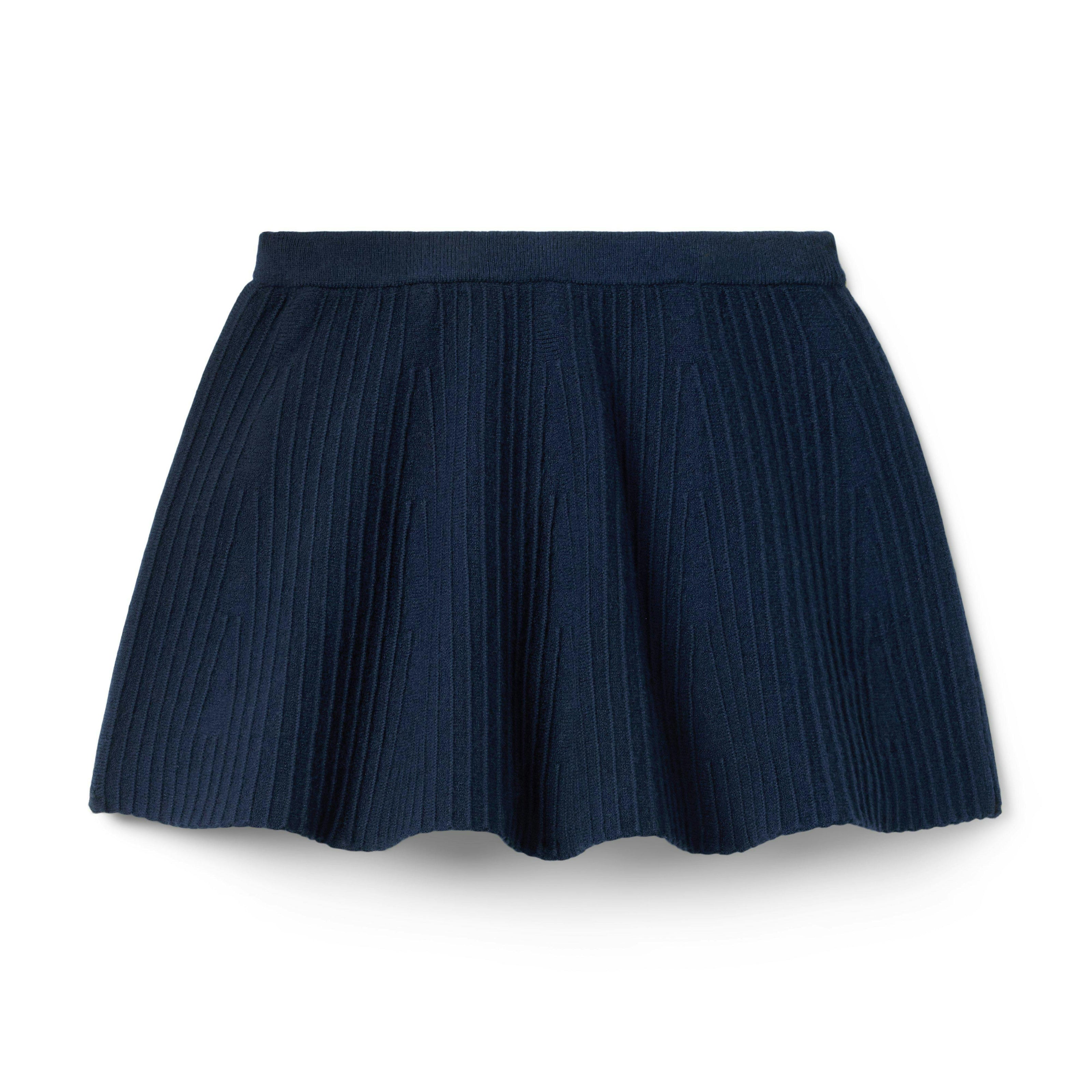 Ribbed Sweater Skirt, navy blue