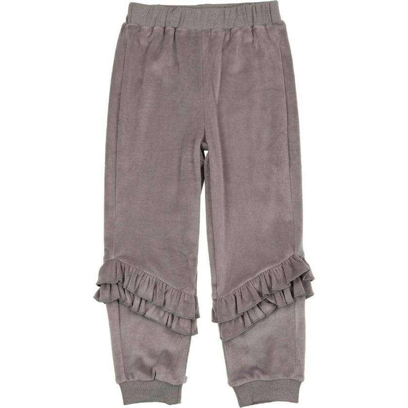 Velour Ribbed Waist & Cuff Ruffle Joggers