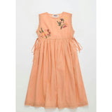 BIRDS EMBROIDERED DRESS PEACH