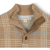 Organic Mock Neck Intarsia Sweater, Beige