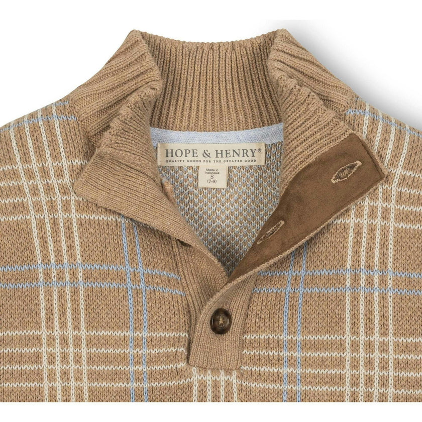 Organic Mock Neck Intarsia Sweater, Beige