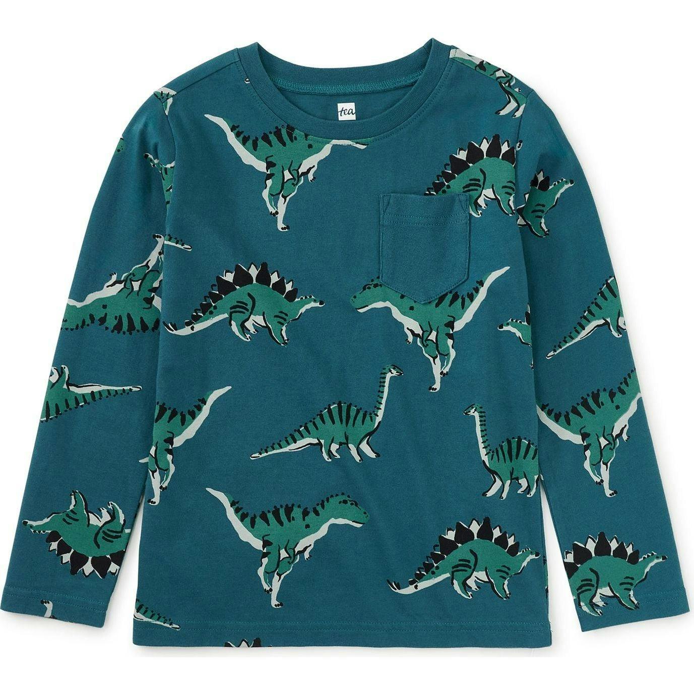 Long Sleeve Printed Pocket Tee, Green