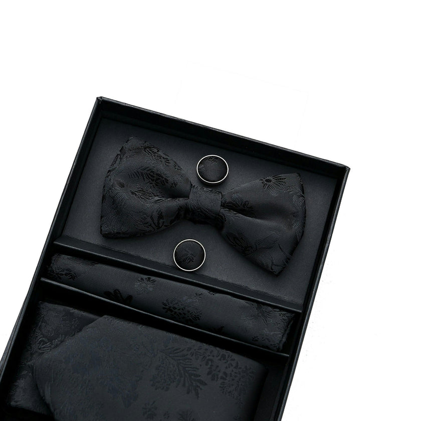 Black Floral Tie Set