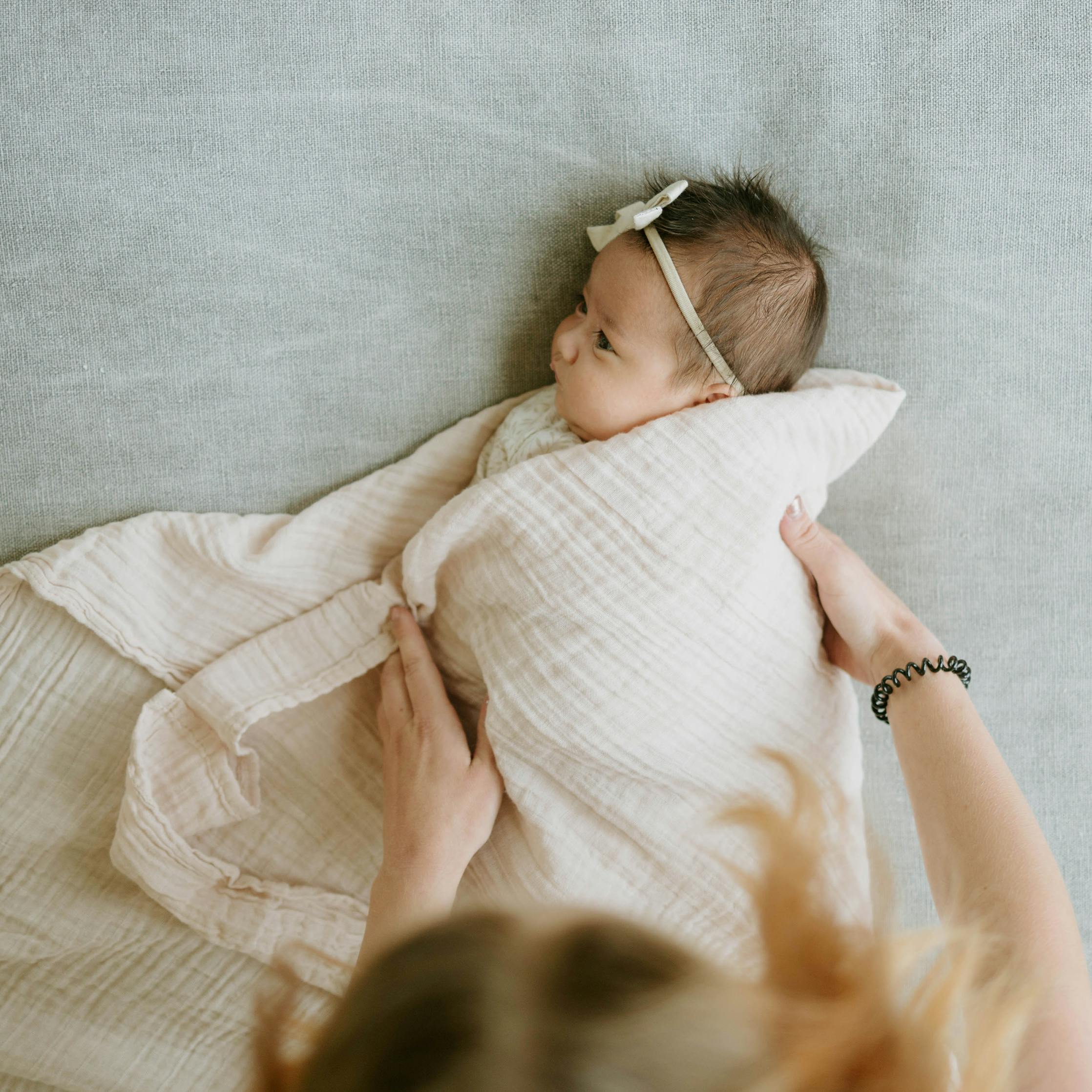 Organic Cotton Muslin Swaddle Blanket - Rosie