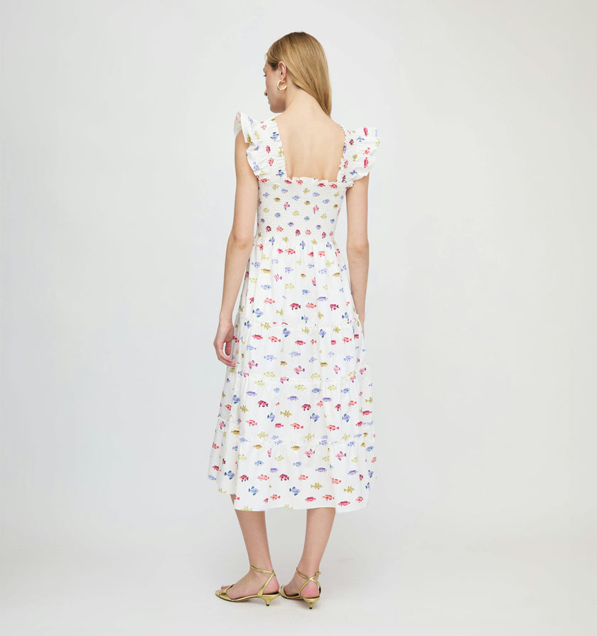 The Ellie Nap Dress - White Rainbow Fish