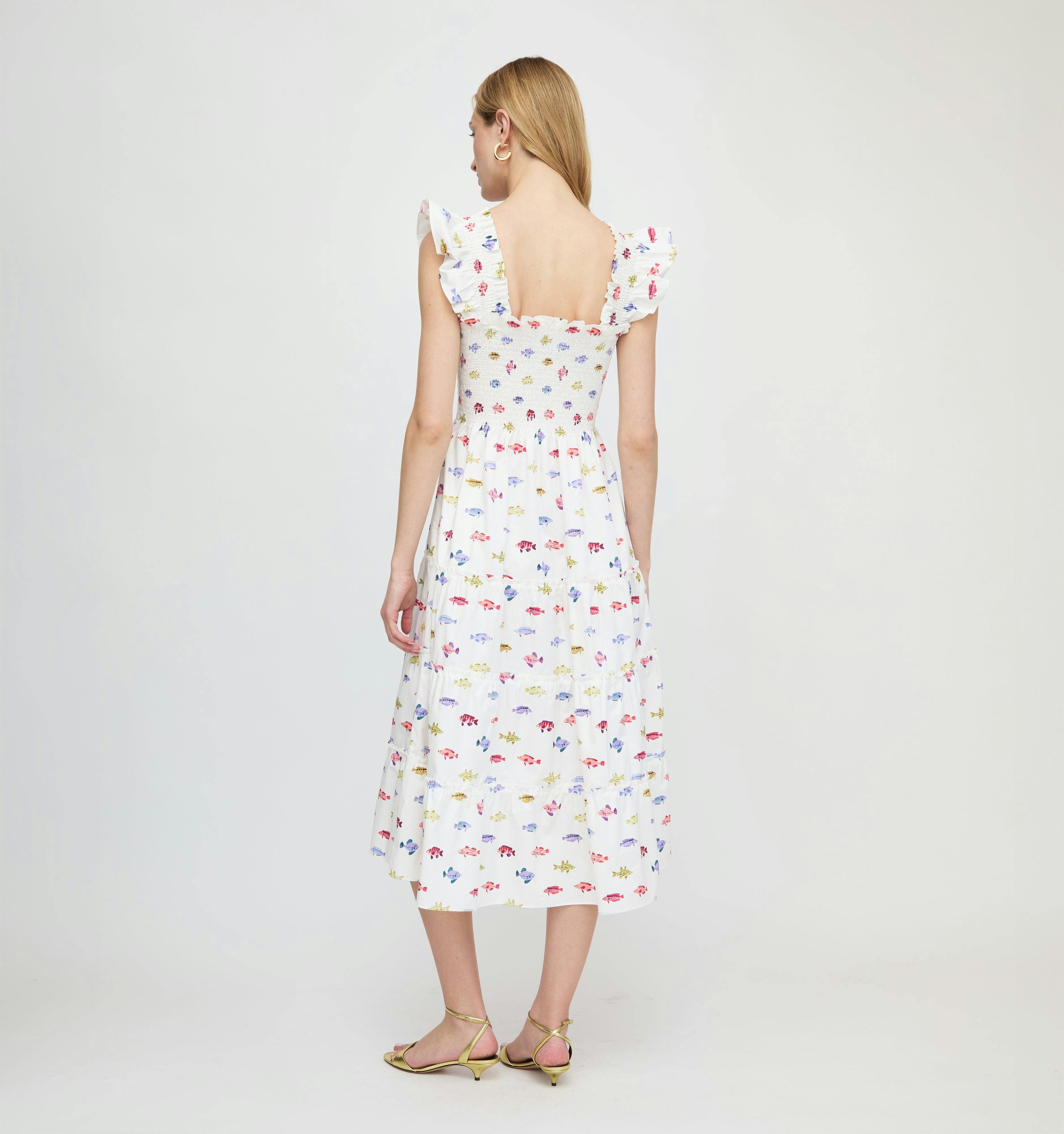The Ellie Nap Dress - White Rainbow Fish