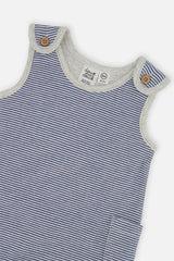 Organic Cotton Onesie With Overalls Set Blue Printed Transportation