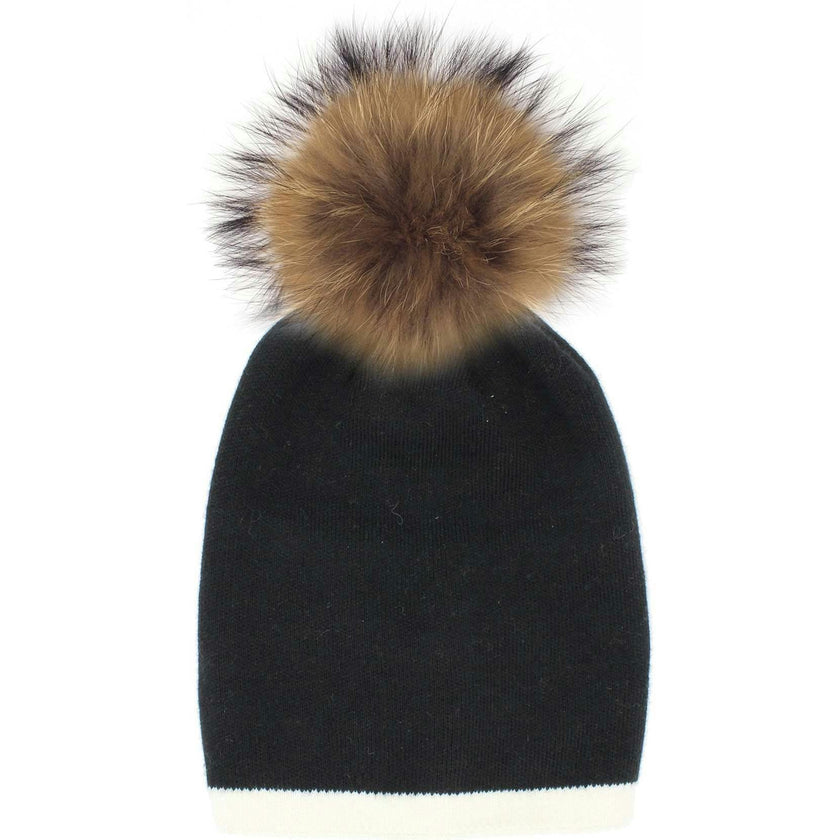 Two Tone Knit Hat (Snap On Pom Sold Separately)