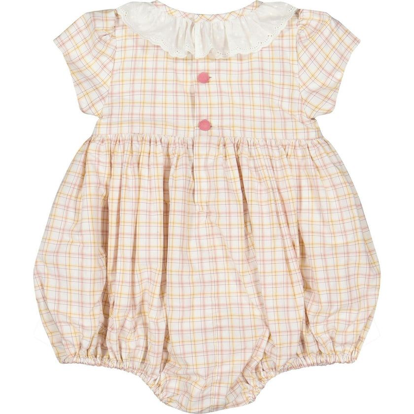 Zita Yellow Tartan Smocked Bubble
