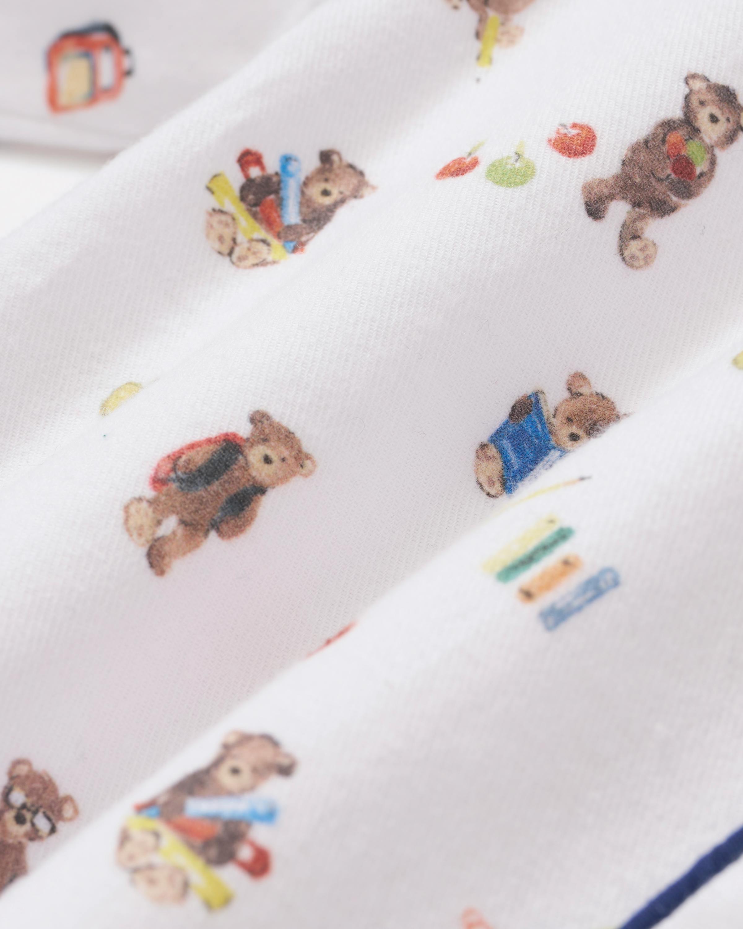 Kid's Twill Pajama Set in Teddy Goes To School