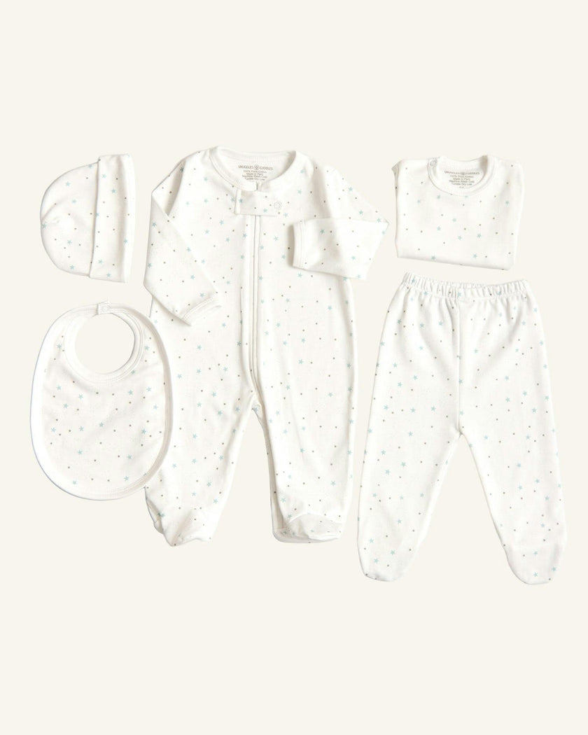 Pima Cotton 5 -Piece Newborn Layette Set | Hypoallergenic Baby Gift Set