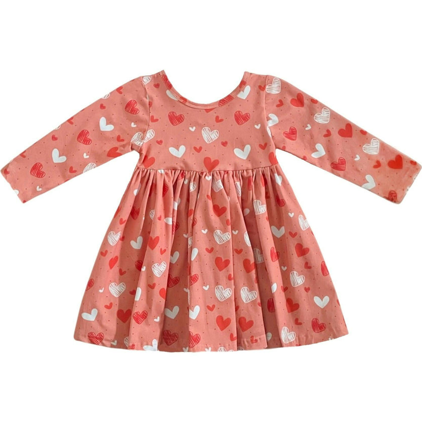 girl valentine s day dress pink red hearts Girls' Valentine's Day Twirl Dress