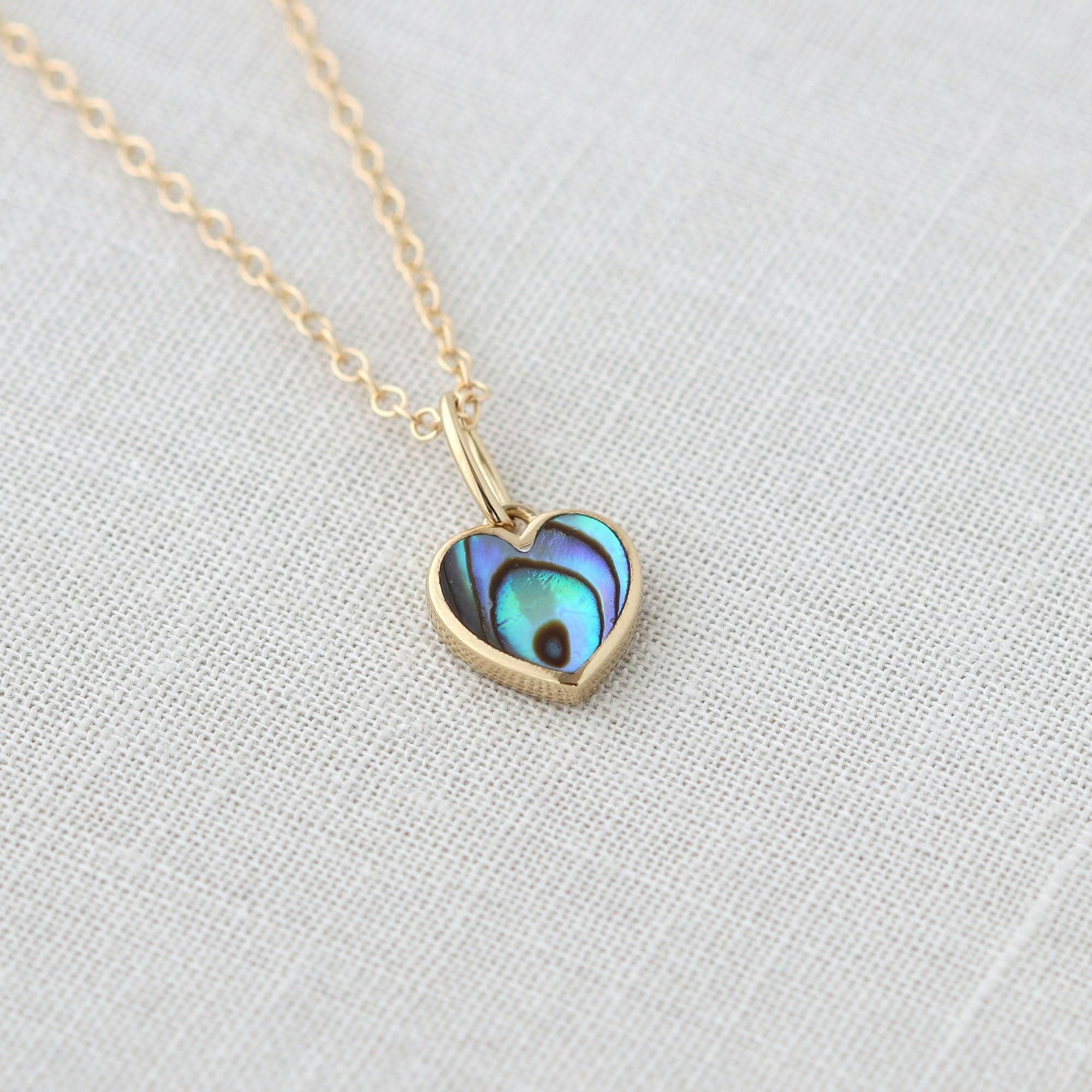 Abalone Heart Charm Necklace
