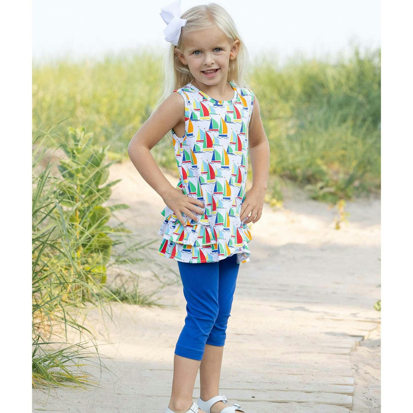 Sailboat Print Tunic with Capri Leggings Set
