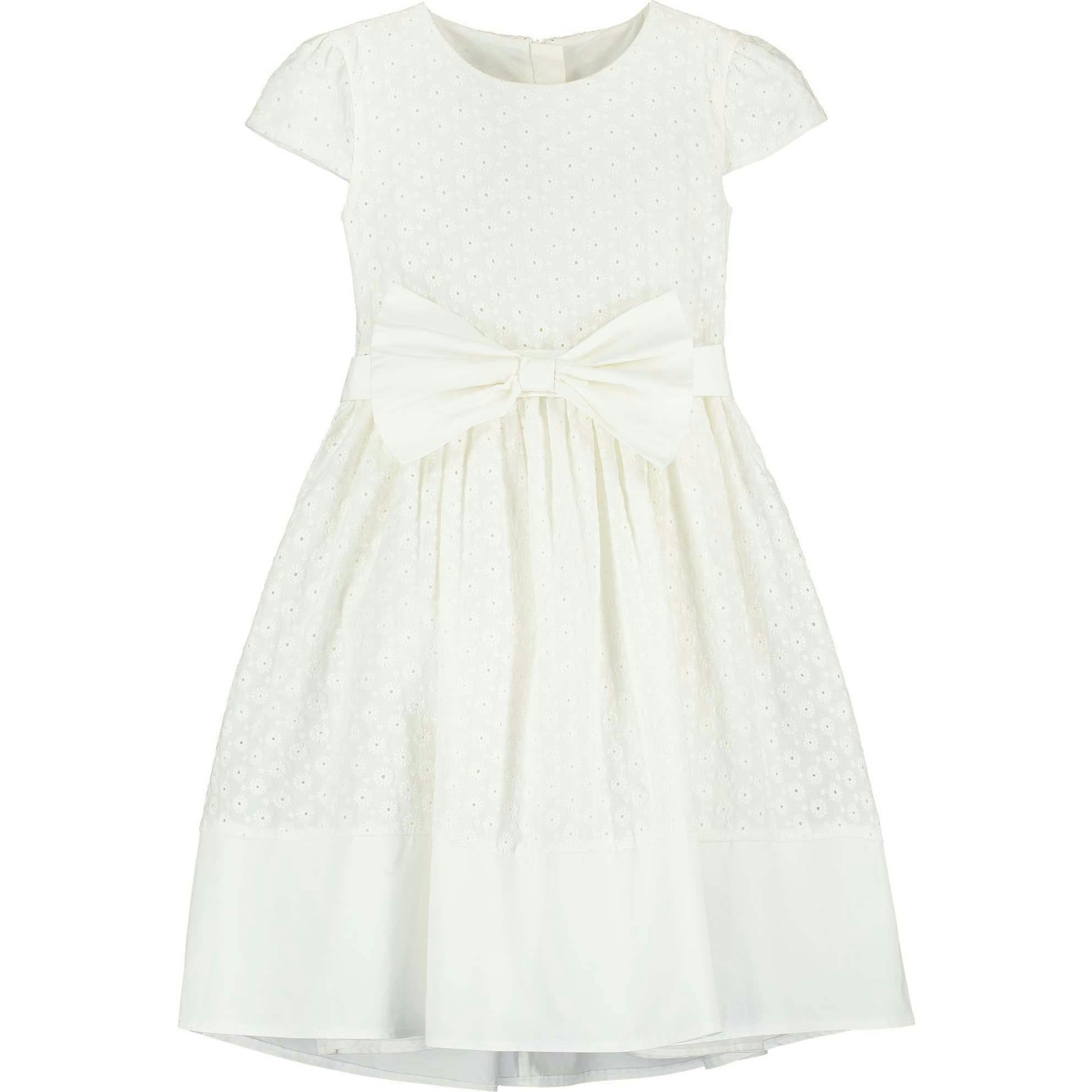 Florence Embroidered Cotton Bow Girls Occasion Dress